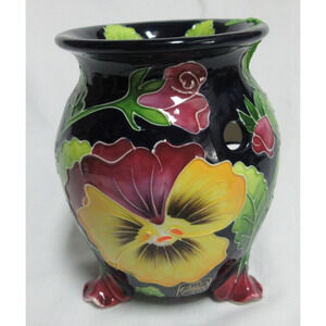 Blue Sky Corp 5" Tart Warmer Colorful Pansies By J. McCall 2004 Candle Burner